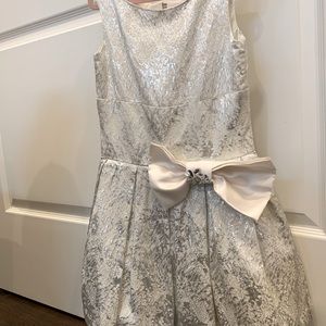 Zoe girls dress in silver